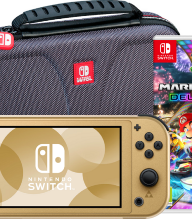 Nintendo Switch Lite Zelda Edition + Mario Kart 8 Deluxe + Beschermhoes