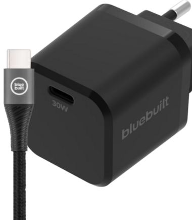 BlueBuilt Power Delivery Oplader 30W + Usb C Kabel 3m Nylon Zwart