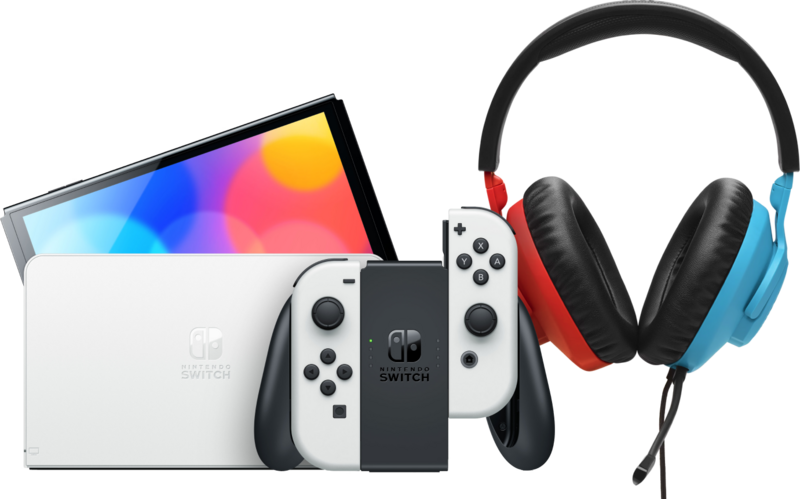 Nintendo Switch OLED Wit + JBL Quantum 100N Nintendo Switch OLED Wit + JBL Quantum 100N