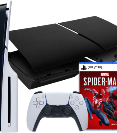 PlayStation 5 Slim Disc Edition + Spider-Man 2 + Covers Zwart