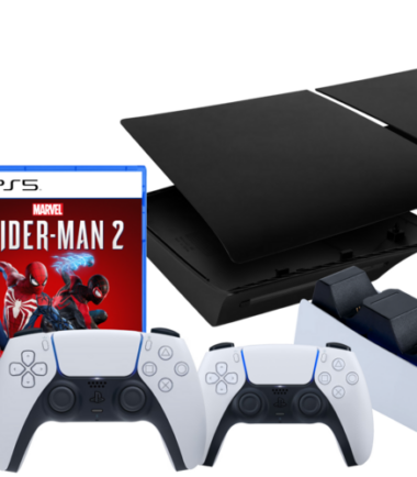 PS5 Slim Disc Edition + Spider-Man 2 + Covers Zwart + Extra Controller + Oplaadstation