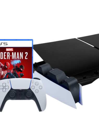 PlayStation 5 Slim Disc Edition + Spider-Man 2 + Covers Zwart + Oplaadstation