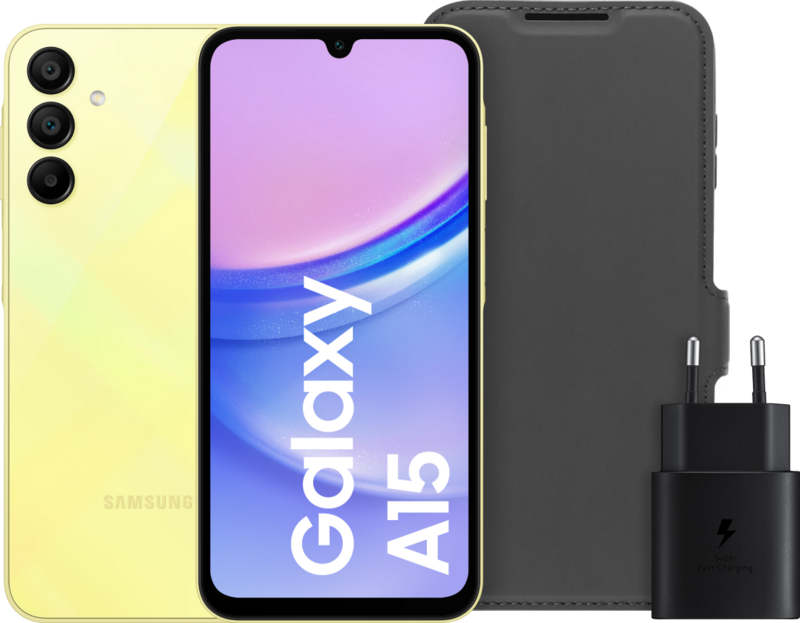 Samsung Galaxy A15 128GB Geel 4G + Accessoirepakket Samsung Galaxy A15 128GB Geel 4G + Accessoirepakket