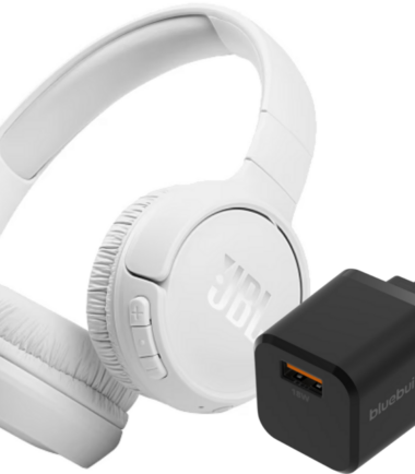 JBL Tune 510BT Wit + BlueBuilt Quick Charge Oplader met Usb A Poort 18W Zwart