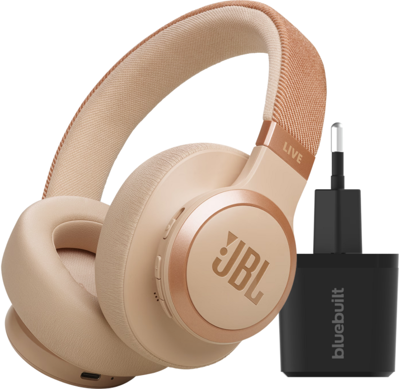 JBL Live 770NC Rosegoud + BlueBuilt Quick Charge Oplader met JBL Live 770NC Rosegoud + BlueBuilt Quick Charge Oplader met