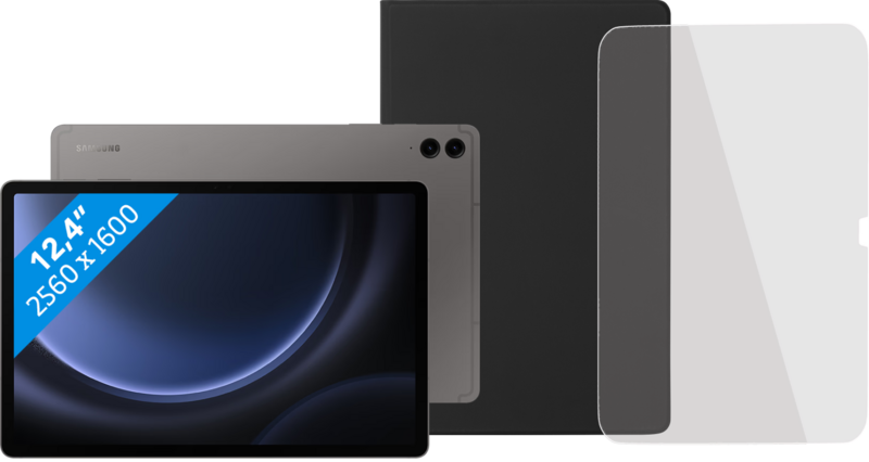 Samsung Galaxy Tab S9 FE Plus 128 GB Wifi en 5G Grijs + Beschermpakket Samsung Galaxy Tab S9 FE Plus 128 GB Wifi en 5G Grijs + Beschermpakket