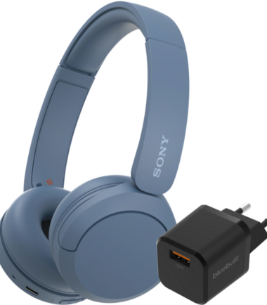 Sony WH-CH520 Blauw + BlueBuilt Quick Charge Oplader met Usb A Poort 18W Zwart