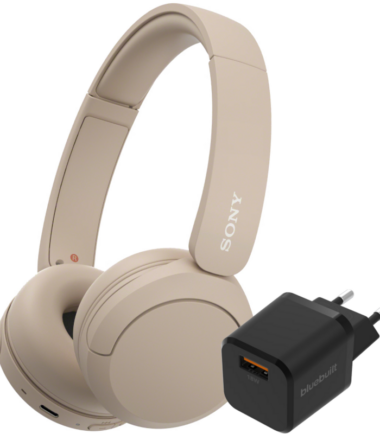 Sony WH-CH520 Crème + BlueBuilt Quick Charge Oplader met Usb A Poort 18W Zwart