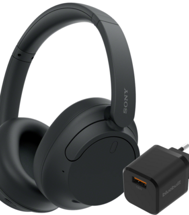 Sony WH-CH720N Zwart + BlueBuilt Quick Charge Oplader met Usb A Poort 18W Zwart