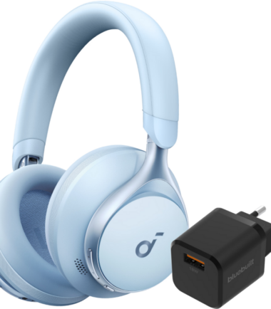 Soundcore Space One Blauw + BlueBuilt Quick Charge Oplader met Usb A Poort 18W Zwart