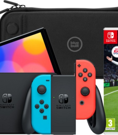 Nintendo Switch OLED Blauw/Rood + EA Sports FC 25 + BlueBuilt Beschermhoes