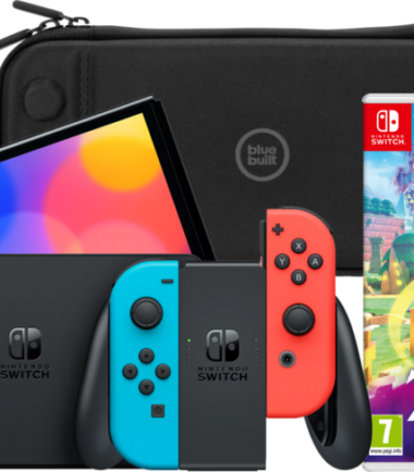 Nintendo Switch OLED Blauw/Rood + Zelda: Echoes of Wisdom + BlueBuilt Beschermhoes