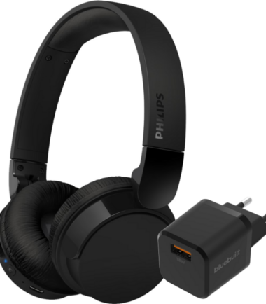 Philips TAH4209 Zwart + BlueBuilt Quick Charge Oplader met Usb A Poort 18W Zwart
