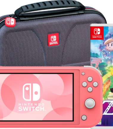 Nintendo Switch Lite Koraal + Zelda: Echoes of Wisdom + Bigben Beschermtas