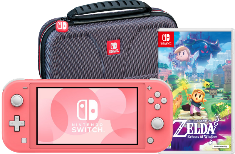 Nintendo Switch Lite Koraal + Zelda: Echoes of Wisdom + Bigben Beschermtas Nintendo Switch Lite Koraal + Zelda: Echoes of Wisdom + Bigben Beschermtas