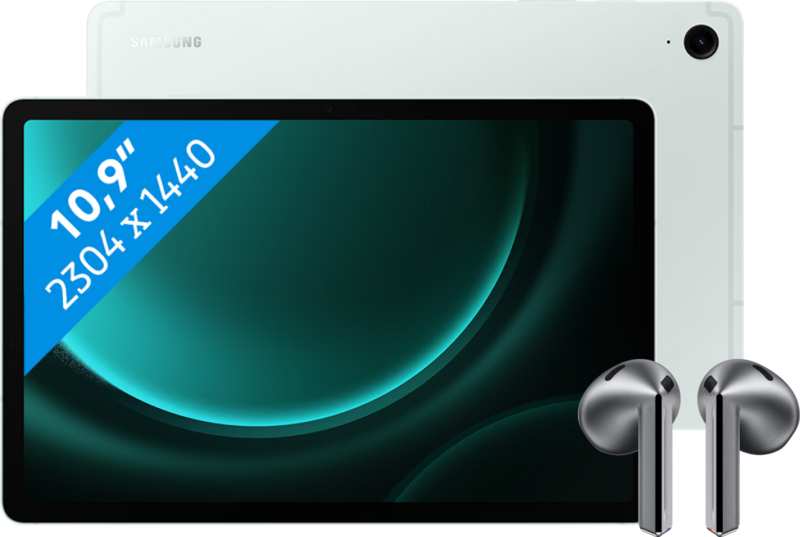 Samsung Galaxy Tab S9 FE 128GB Wifi Groen + Galaxy Buds3 Zwart Samsung Galaxy Tab S9 FE 128GB Wifi Groen + Galaxy Buds3 Zwart
